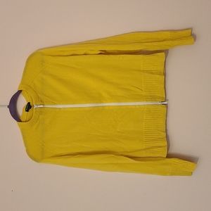 Yellow Cashmere Zip Up Cardigan